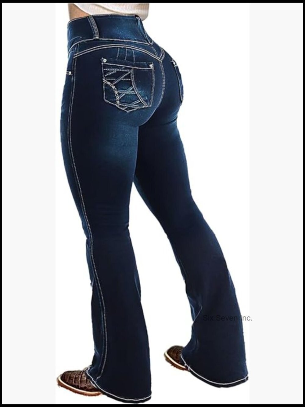 Bootcut Jeans Stretchy Butt Lifting Rhinestone Fashion Denim Pants